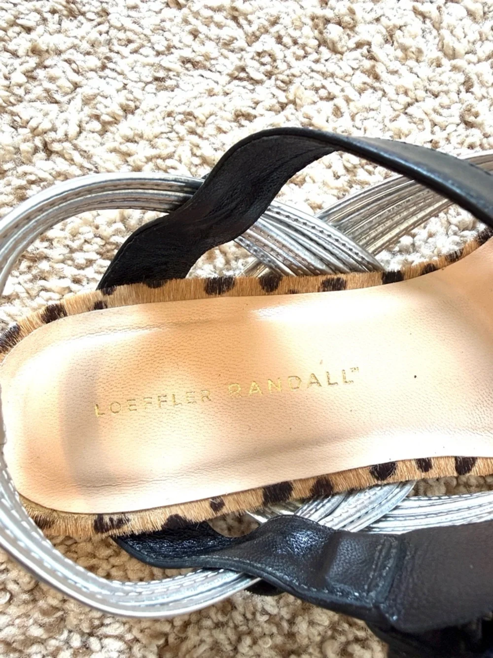 Loeffler Randall Leopard Calf Hair Multi-Strap Sandals